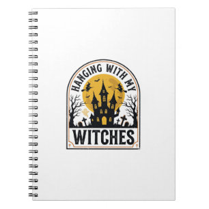 Mit meinen Hexen abhängen Vintage-Halloween-Design Notizblock