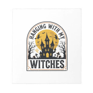 Mit meinen Hexen abhängen Vintage-Halloween-Design Notizblock