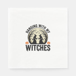 Mit meinen Hexen abhängen Vintage-Halloween-Design Serviette