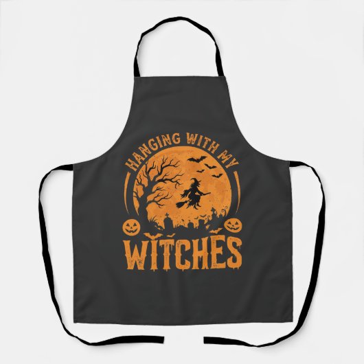 Mit meinen Hexen hängen Halloween-Design (3) Schürze (Vorderseite)