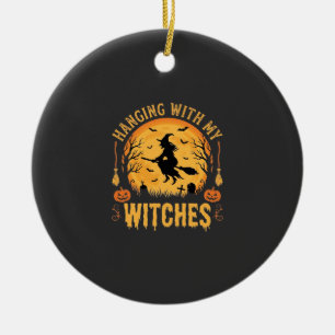 Mit meinen Hexen hängend Halloween-Design (2) Keramik Ornament