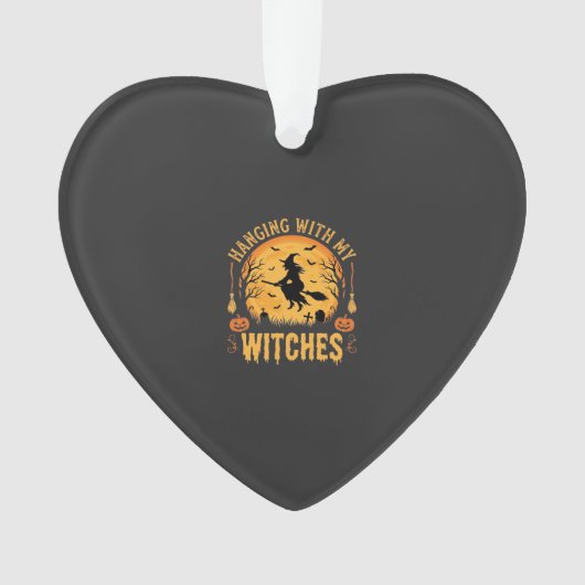 Mit meinen Hexen hängend Halloween-Design (2) Ornament (Vorderseite)