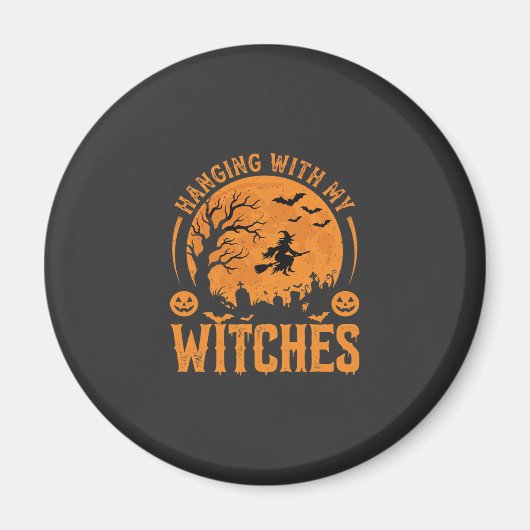 Mit meinen Hexen hängend Halloween-Design (3) Magnet (Vorne)