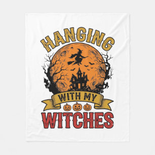 Mit meinen Hexen hängend Halloween Vintage-Shirt D Fleecedecke