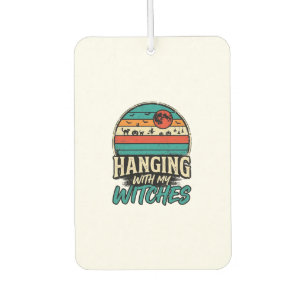 Mit meinen Hexen hängend Vintage-Halloween-Shirt D Autolufterfrischer