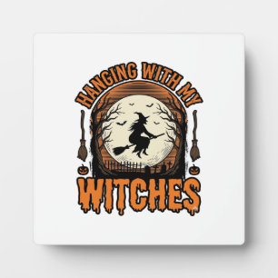 Mit meinen Hexen hängend Vintage-Halloween-Shirt D Fotoplatte