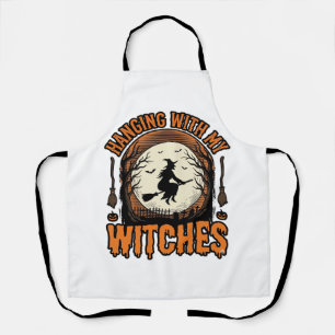 Mit meinen Hexen hängend Vintage-Halloween-Shirt D Schürze