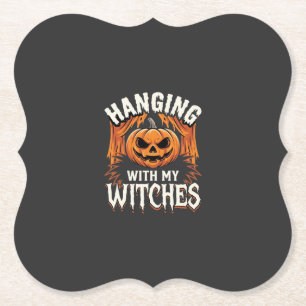 Mit meinen Hexen hängender Halloween-Kürbis Untersetzer