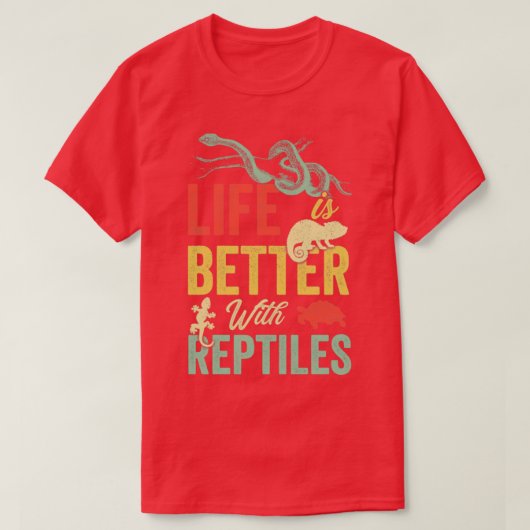 Mit meinen Reptilien ist das Leben besser T-Shirt (Design vorne)