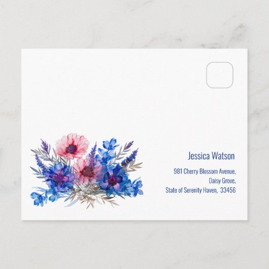 💍 mit Menü Cornflowers & Lavender UAWG Postkarte (Rückseite)