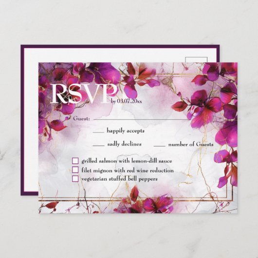 Mit Menü Fuchsia Verzauberung: Wasserfarbe Postkarte (Vorne/Hinten)