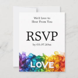 🌈 mit Menü LGBTQ gestrichen mit Liebe Hochzeit RSVP Karte