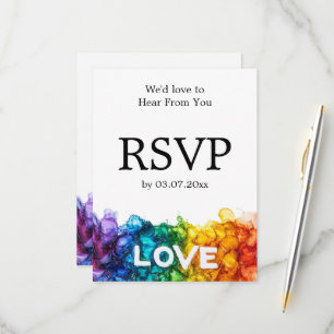 🌈 mit Menü LGBTQ gestrichen mit Liebe Hochzeit RSVP Karte
