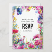 💍 mit Menü Meadow Blooms RSVP-Karte Einladung (Vorderseite)