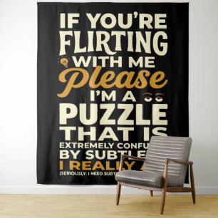 Mit mir flirten Bitte verwirrtes Puzzle Lustig Wandteppich