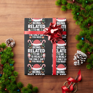 Mit mir verwandt Lustiges Weihnachten Familie Xmas Geschenkpapier