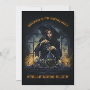 Mit Mondlicht gebraute Hexen-Halloween-Party Feiertagskarte