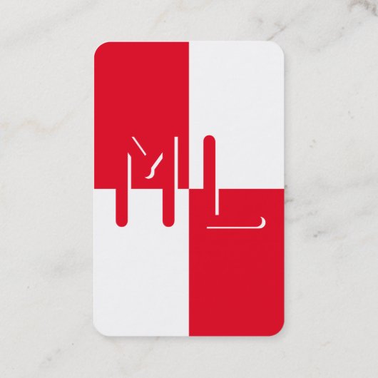 Mit Monogram Hochformat Visitenkarte (Rückseite)