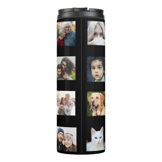 Mit Monogramm 10 FotoCollage Black Thermosbecher (Rückseite)