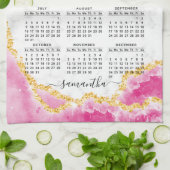 Mit Monogramm 2023 Kalender Girly Elegant Rosa Wei Geschirrtuch (Gefaltet)