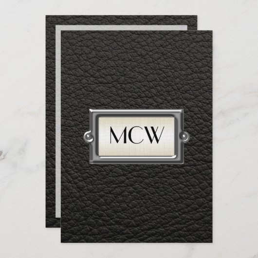 Mit Monogramm 3-Buchstaben-Führungskraft Männer Pe Einladung (Vorne/Hinten)