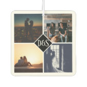 Mit Monogramm 4 Foto Benutzerdefinierte Collage Pe Autolufterfrischer (Vorderseite)