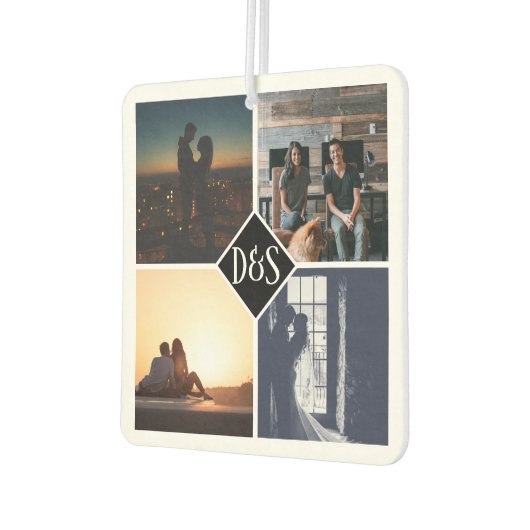 Mit Monogramm 4 Foto Benutzerdefinierte Collage Pe Autolufterfrischer (Links)