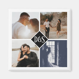 Mit Monogramm 4 Foto Benutzerdefinierte Collage Pe Magnet