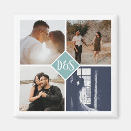 Mit Monogramm 4 Foto Benutzerdefinierte Collage Pe Magnet