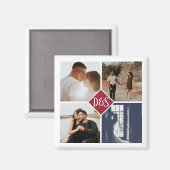 Mit Monogramm 4 Foto Benutzerdefinierte Collage Pe Magnet (Vorderseite/Rückseite)