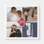 Mit Monogramm 4 Foto Benutzerdefinierte Collage Pe Magnet (Vorne)