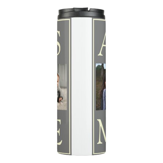 Mit Monogramm 4 FotoCollage Großmutter Thermosbecher (Rückseite)