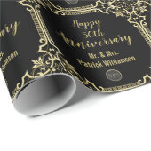 Mit Monogramm 50. Hochzeitstag Art Deco Geschenkpapier (Rolleneckpunkt)