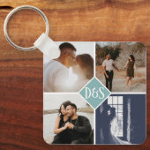 Mit Monogramm 5 Foto Benutzerdefinierte Collage Pe Schlüsselanhänger (Vorderseite)