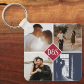 Mit Monogramm 5 Foto Benutzerdefinierte Collage Pe Schlüsselanhänger (Vorderseite)