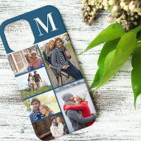 Mit Monogramm 6 FotoCollage blau