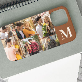 Mit Monogramm 6 FotoCollage Horizontal braun Case-Mate iPhone Hülle