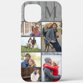 Mit Monogramm 6 Fotomaterial Graues Holz Case-Mate iPhone Hülle (Rückseite)