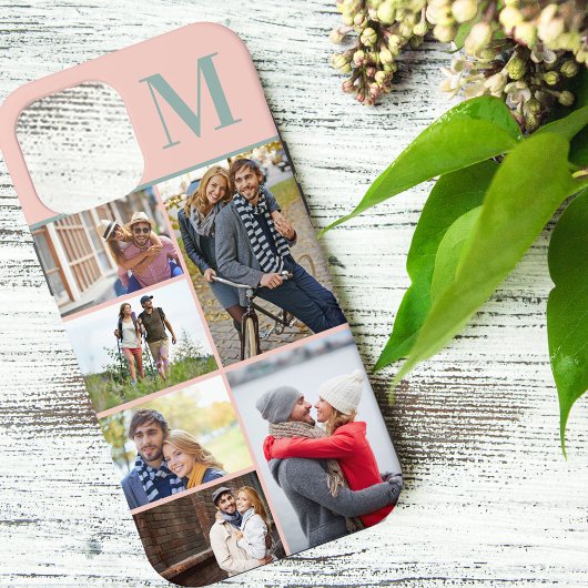 Mit Monogramm 6 Fotomaterial Peach Green Case-Mate iPhone Hülle