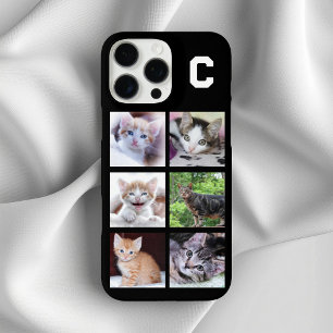 Mit Monogramm 6 Quadrat Haustier Foto Collage Schw iPhone 16 Pro Max Hülle