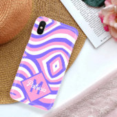 Mit Monogramm 70er Groovy pink & lila psychedelisc Case-Mate iPhone Hülle