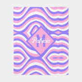 Mit Monogramm 70er Groovy pink & lila psychedelisc Fleecedecke (Vorderseite)