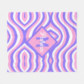 Mit Monogramm 70er Groovy pink & lila psychedelisc Fleecedecke (Vorderseite (Horizontal))