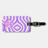 Mit Monogramm 70er Groovy pink & lila psychedelisc Gepäckanhänger (Vorderseite horizontal)