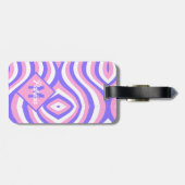 Mit Monogramm 70er Groovy pink & lila psychedelisc Gepäckanhänger (Rückseite horizontal)