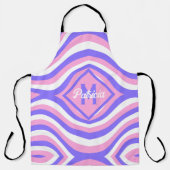 Mit Monogramm 70er Groovy pink & lila psychedelisc Schürze (Vorderseite)