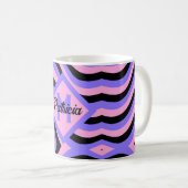 mit Monogramm 70er pink & lila psychedelisch schwa Kaffeetasse (VorderseiteRechts)
