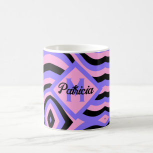 mit Monogramm 70er pink & lila psychedelisch schwa Kaffeetasse