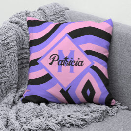 Mit Monogramm 70er pink und lila psychedelisch sch Kissen