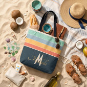 Mit Monogramm 70er Vintage Streifen Tasche